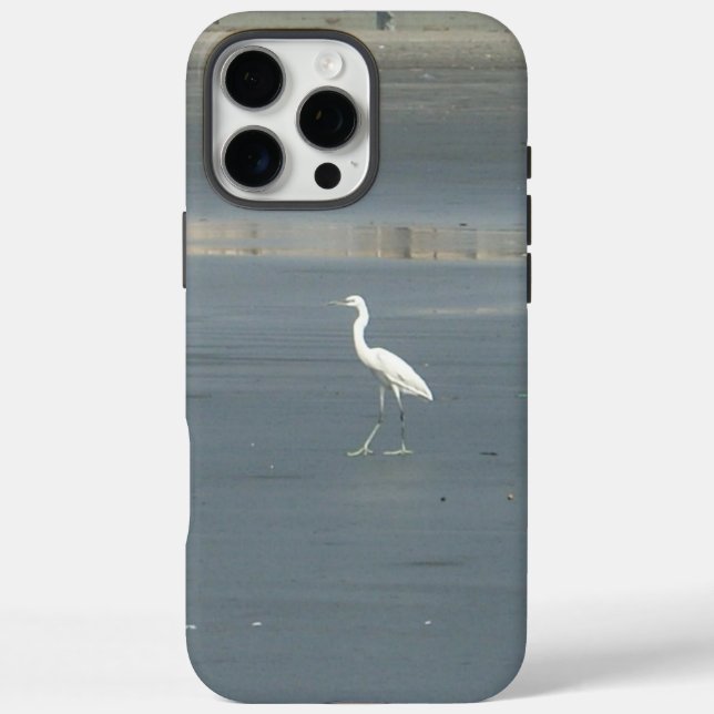 White Bird on Grey Sand Beach Art Print Case-Mate iPhone Case (Back)