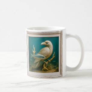 White bird statuette coffee mug