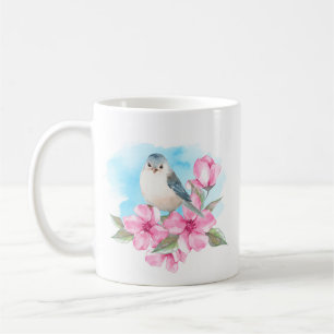White bird. Watercolor spring Coffee Mug