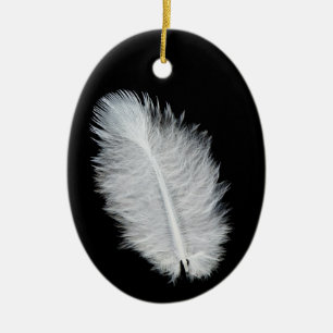White bird's feather ceramic ornament