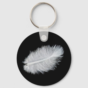 White bird's feather key ring