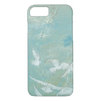 White Birds Flying Through Blue Sky