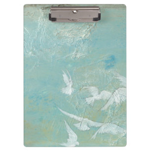 White Birds Flying Through Blue Sky Clipboard