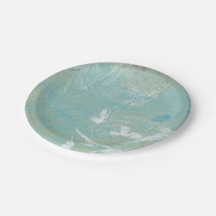 White Birds Flying Through Blue Sky Paper Plate