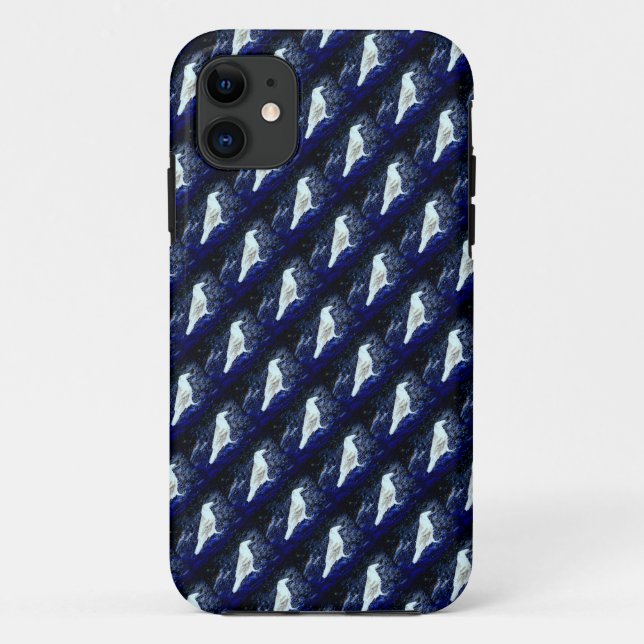 white birds on blue case (Back)