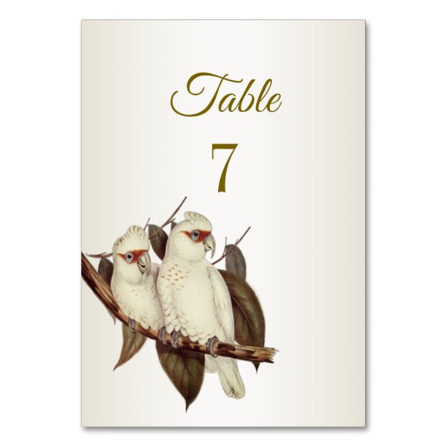 White Birds Wedding Table Number (Front)
