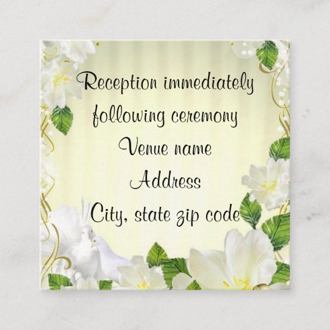 White Birds Yellow Wedding Enclosure Card (Front)