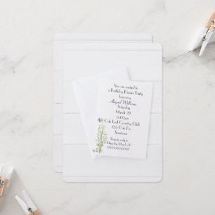 White Birthday Invitation On White Wood