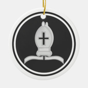 White Bishop Chess Ceramic Ornament