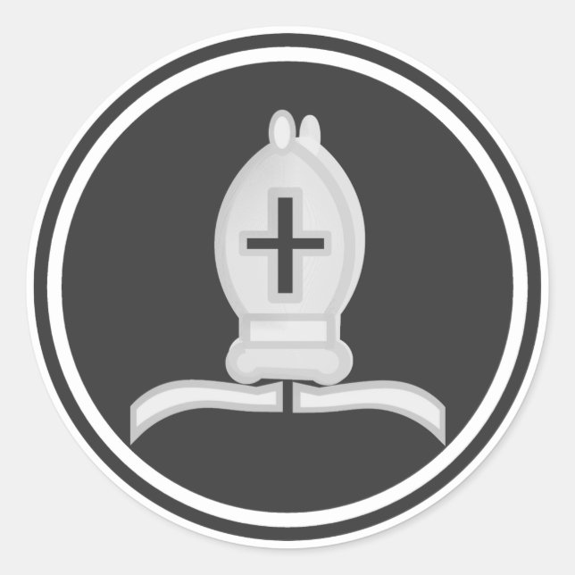 White Bishop Chess Piece Classic Round Sticker (Front)