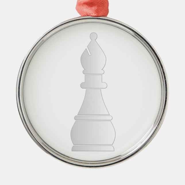 White bishop chess piece metal tree decoration (Front)