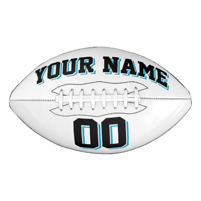 WHITE BLACK AND BLUE Custom Football (Front)