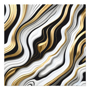 White, Black, and Gold Celestial Seamless Pattern Photo Print