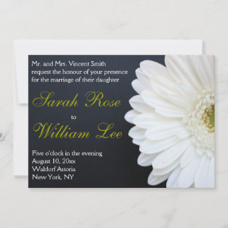White, Black, and Gold Daisy Wedding Invitation