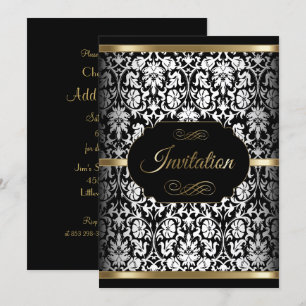 White, Black and Gold Party Template Invitation