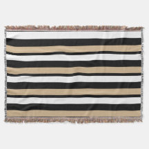 White Black and Gold Striped Throw Blanket