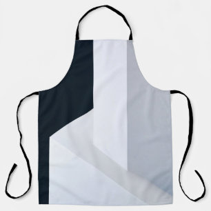White, black, and gray illustration apron