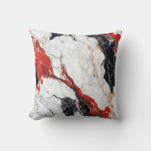 White, Black, and Red Marble Decorative Pillow