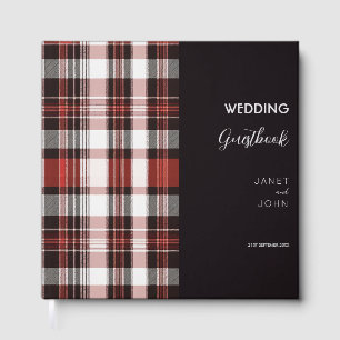 White, Black and Red Scottish Tartan Wedding Guest Book