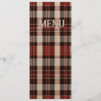 White, Black and Red Scottish Tartan Wedding Menu