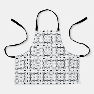 White Black and Silver Geometric pattern Apron