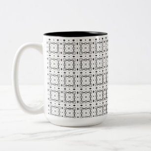 White Black and Silver Geometric pattern Two-Tone Coffee Mug