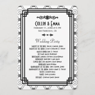 White & Black Art Deco Wedding Programs