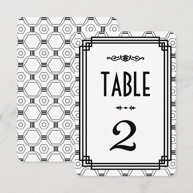 White & Black Art Deco Wedding Table Numbers (Front/Back)