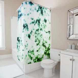 White Black Blue Green Marble Paint Splash Shower Curtain