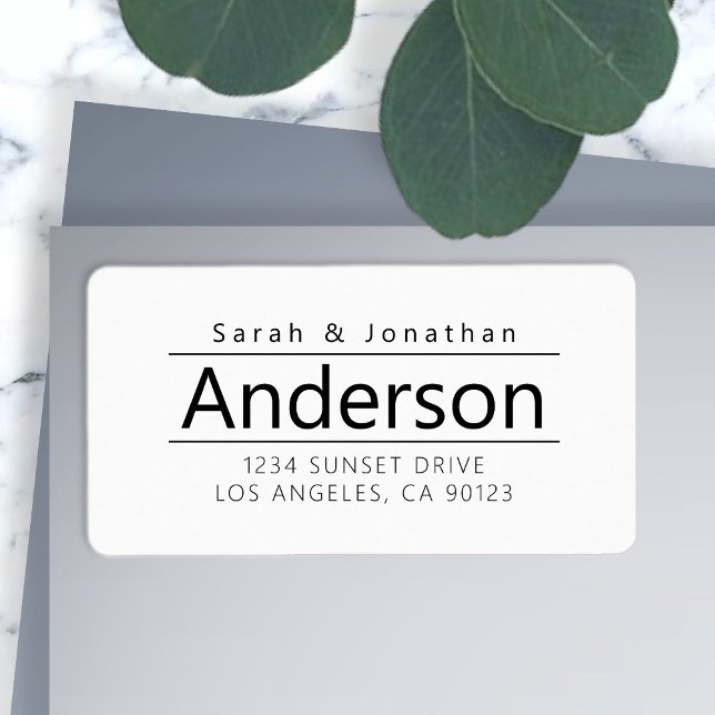 White & Black Bold Modern Return Address Label (Creator Uploaded)