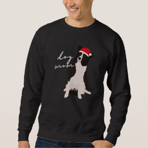 White & Black Border Collie Dog Mom Christmas Sweatshirt