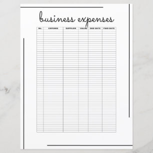 White Black Border Script Logo Business Expenses