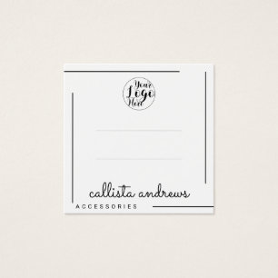 White Black Border Script Logo Hair Clips Display