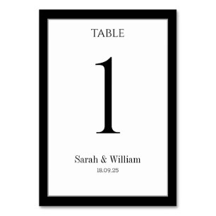 White & Black Border Wedding Table Number Card