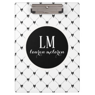 White & Black Bow Monogram Clipboard