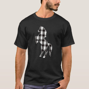 White & Black Buffalo Plaid Lumberjack Horse Chris T-Shirt