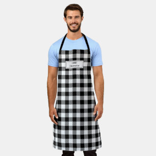 White Black Buffalo Plaid Lumberjack Personalised Apron