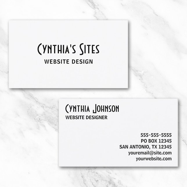 White & Black Business Card (White and Black Retro Bold Business Card)
