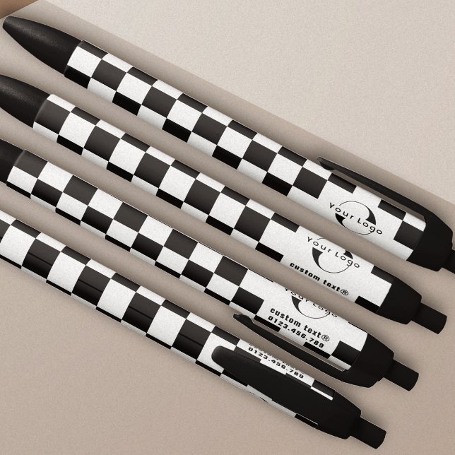 White & black Business logo Company brand Checkers Ink Pen (Creator Uploaded)