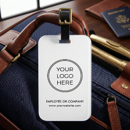 White Black Business Logo Luggage Tag