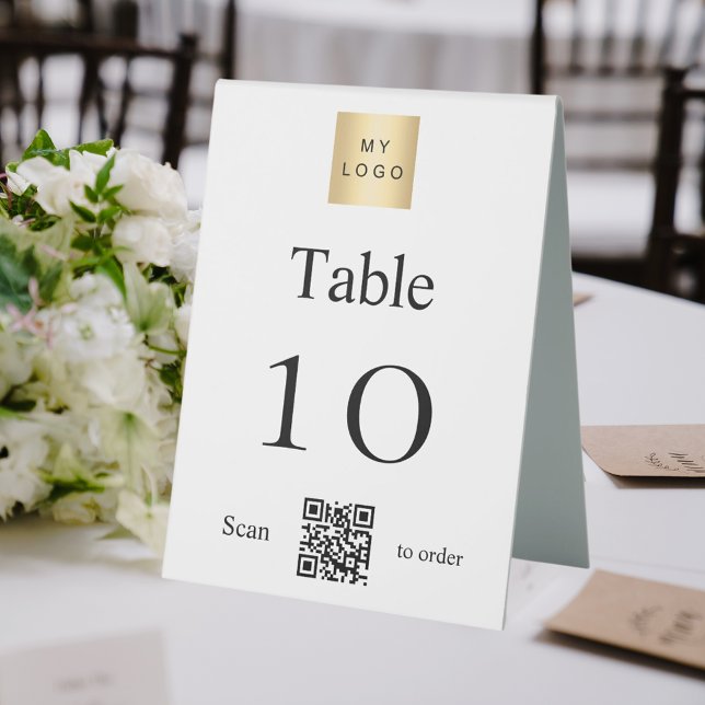White black business logo QR code table number (Creator Uploaded)