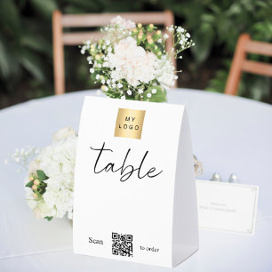 White black business logo QR code table number DIY