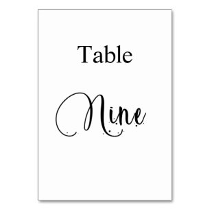 White Black calligraphy table nine 9 Number