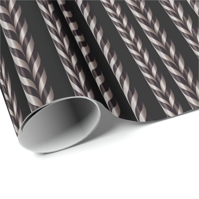 White & Black Candy Cane Gothmas Gift Paper (Roll Corner)