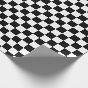 White & [Black] Checker Checkerboard Checkers Wrapping Paper