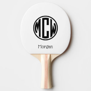 White Black Circle Monogram Font DIY BG Ping Pong Paddle