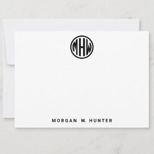 White Black Circle Monogram Font DIY BG Thank You Card