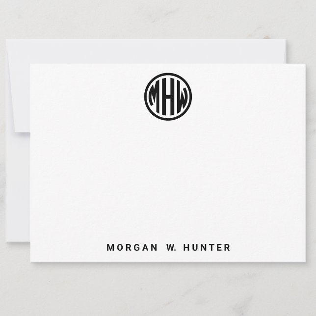 White Black Circle Monogram Font DIY BG Thank You Card (Creator Uploaded)