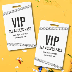 White Black  Concert Ticket VIP All Access Pass  ID Badge