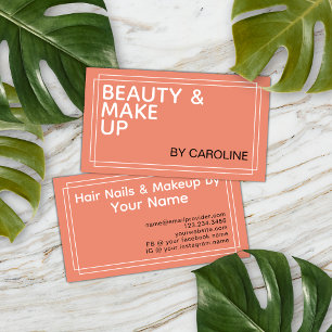 White Black Coral Peach Powder Blush Makeup Art Business Card